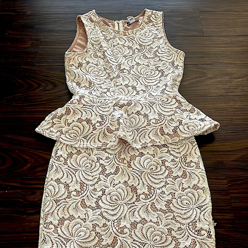 Another Story white lace peplum dress